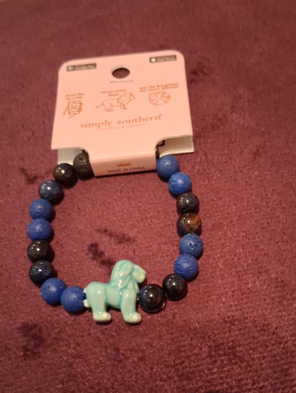 Simply Southern Blue and Teal Womens Bracelet with Horse Charm